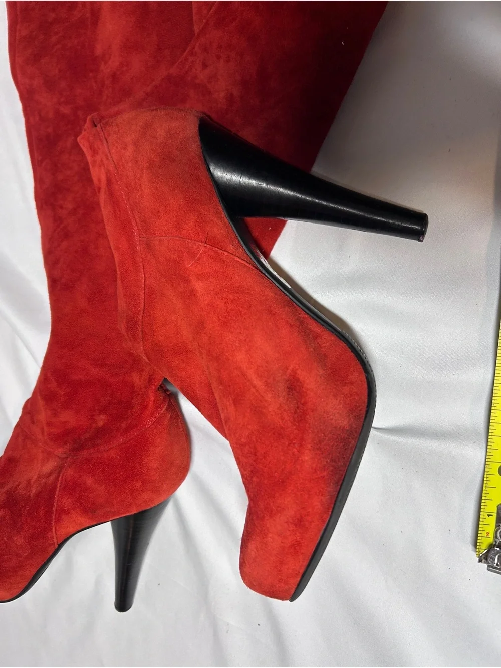 Red Suede Over The Knee Stiletto Heel Boots Women’s Tall Statement Boots sz 8